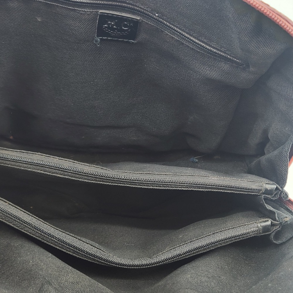 M.C.‎ Croc Embossed Leather Satchel Bag Brown Structured Handbag - Picture 15 of 16